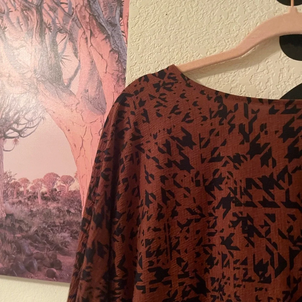 Plus Size Women’s brown/black Midi dress with 3/4 sleeves/ pockets size 1X pre